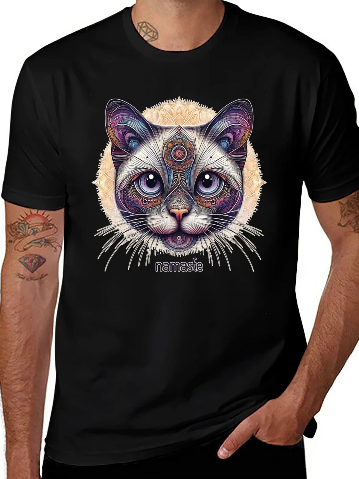 Namaste Cat T-Shirt - Meditative Feline Design product image 1