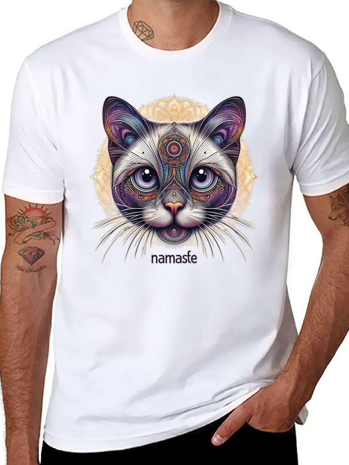 Namaste Cat T-Shirt - Meditative Feline Design product image 6