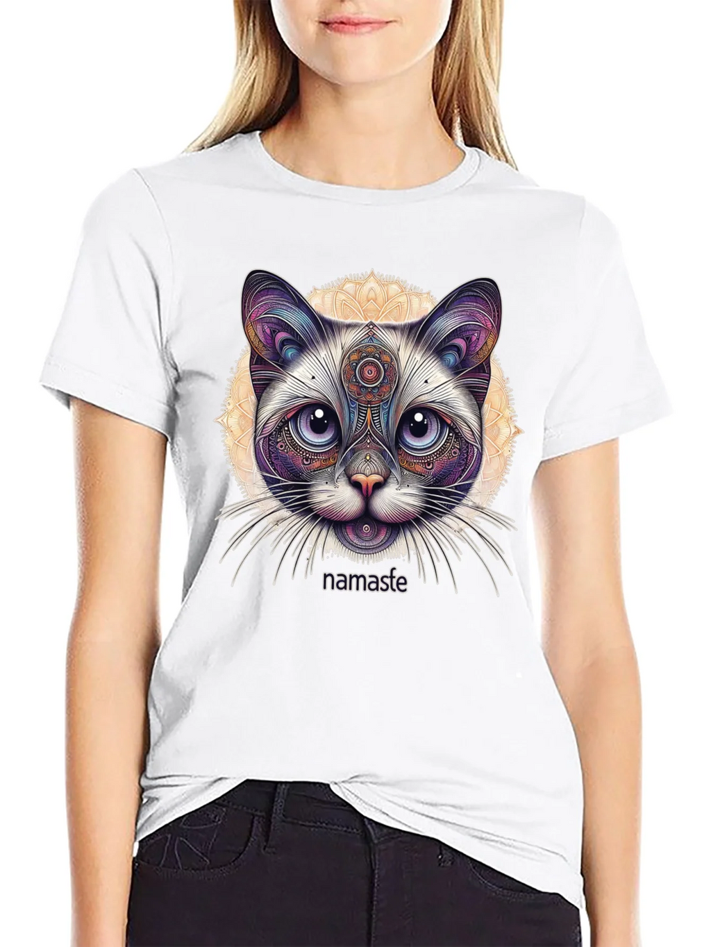Namaste Cat T-Shirt - Meditative Feline Design product image 7