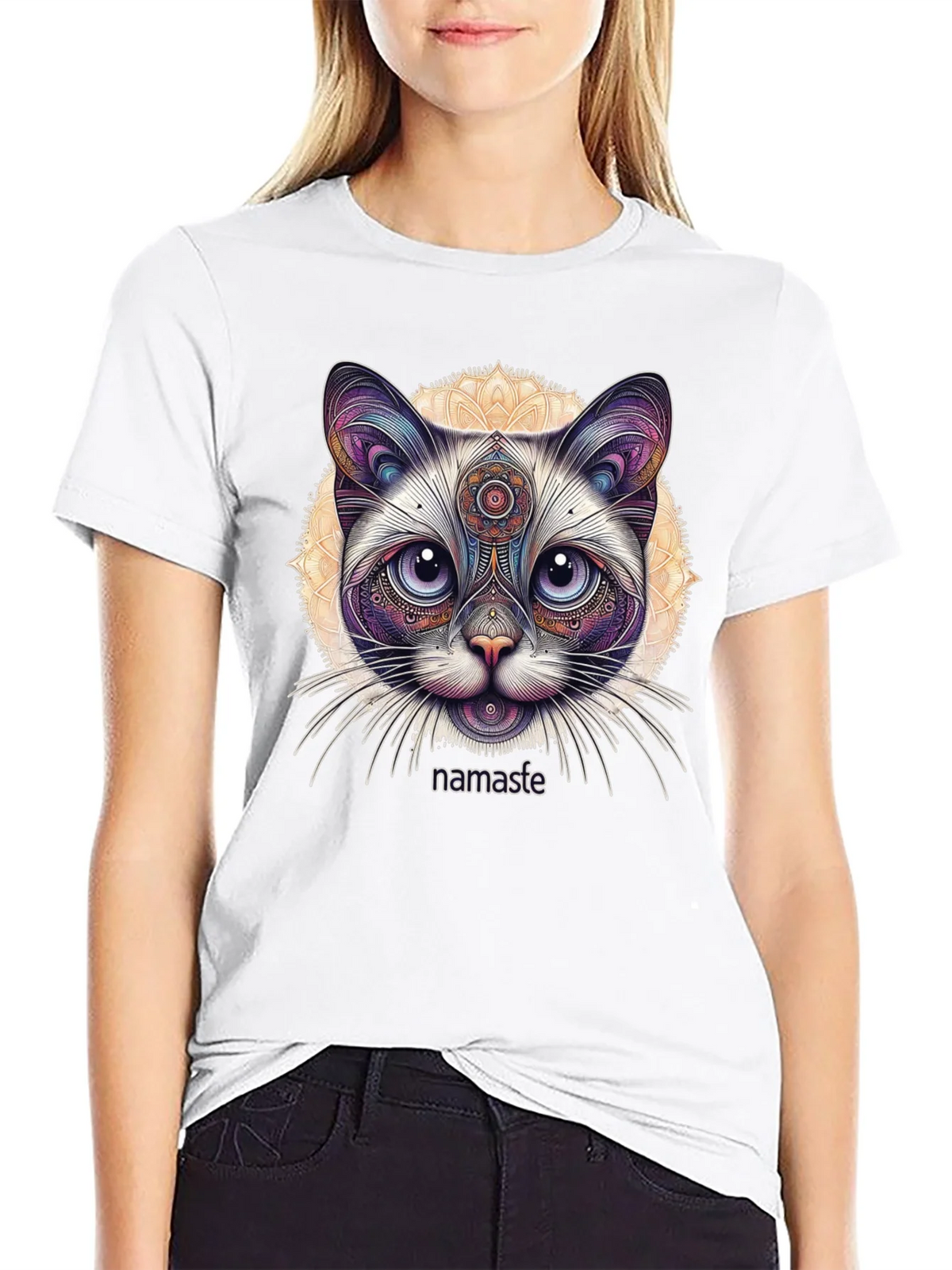 Namaste Cat T-Shirt - Meditative Feline Design product image 7