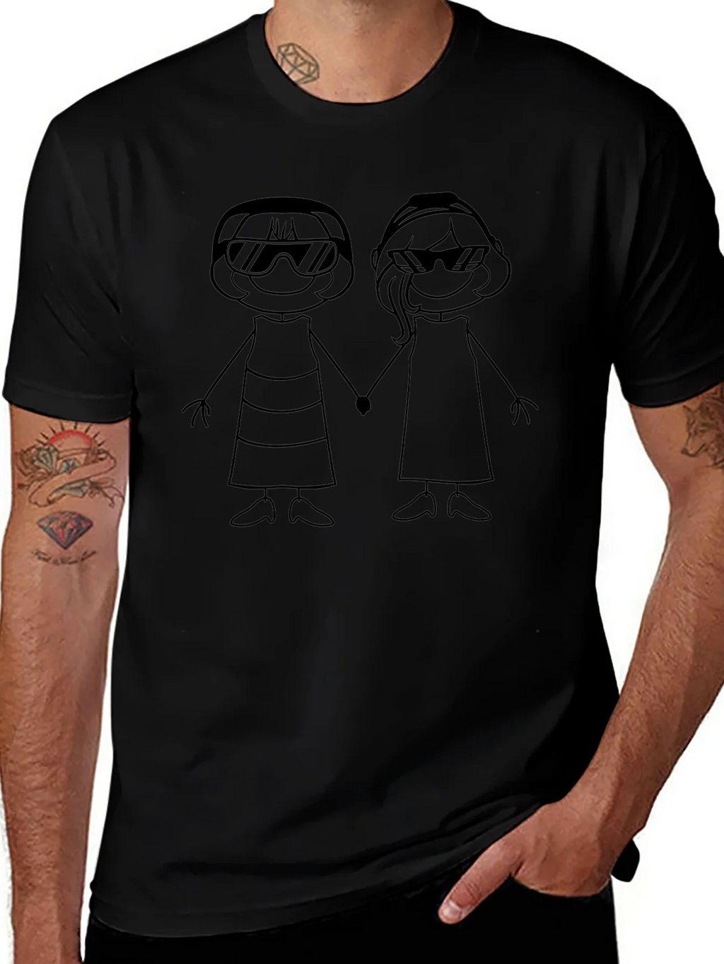 Stick Figure Best Friends Graphic Tee - Unisex product image 1