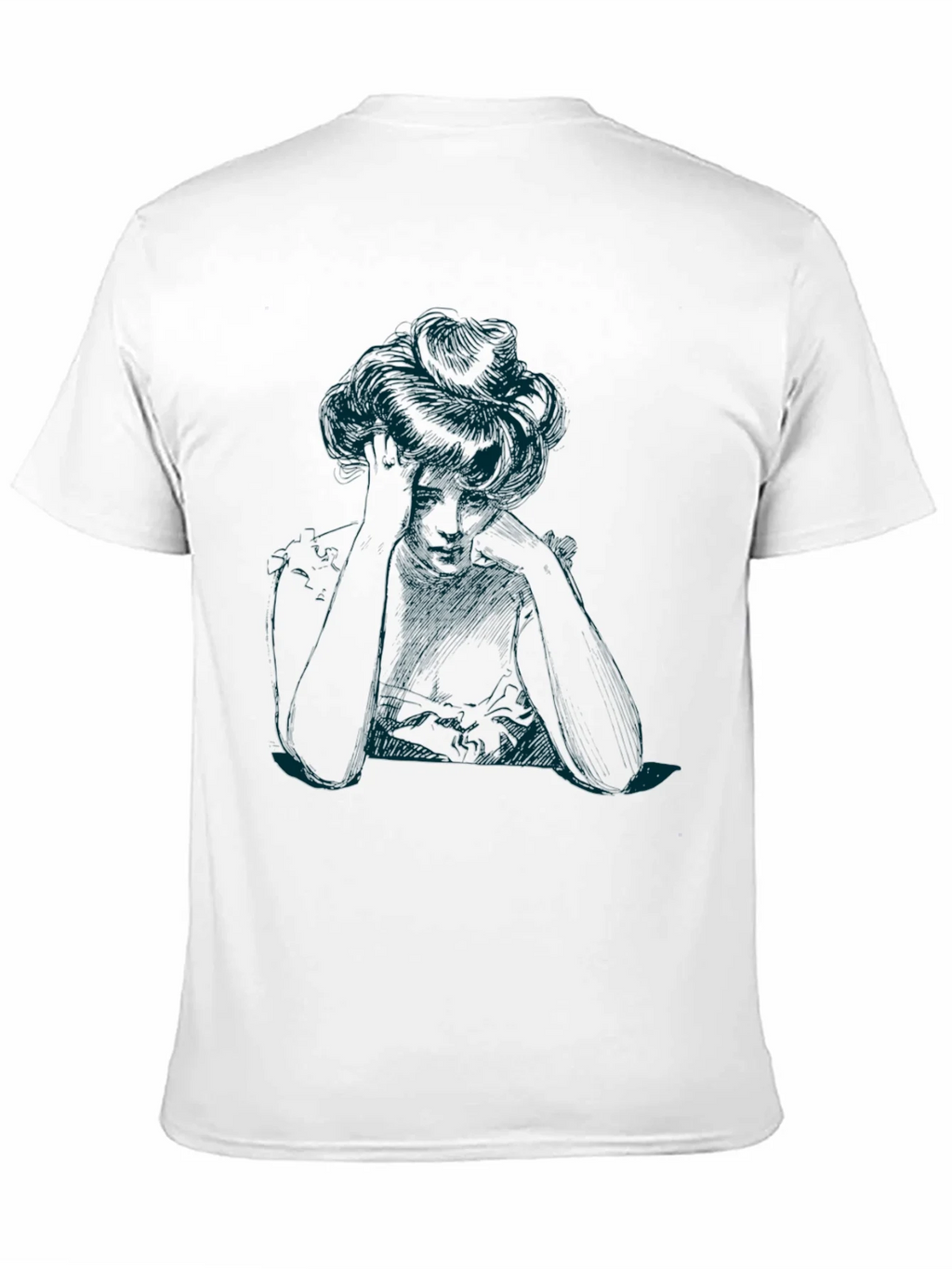 Elegant Woman Sketch Black T-Shirt product image 7
