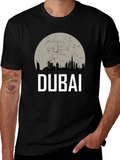 Dubai Skyline Graphic Tee - Black Cotton T-Shirt product image 1